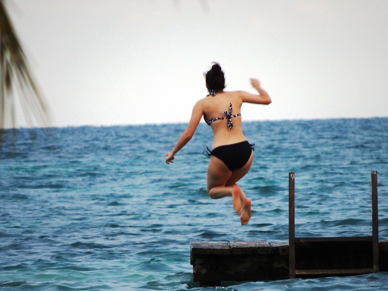 Jump off the dock at St Georges Caye Belize